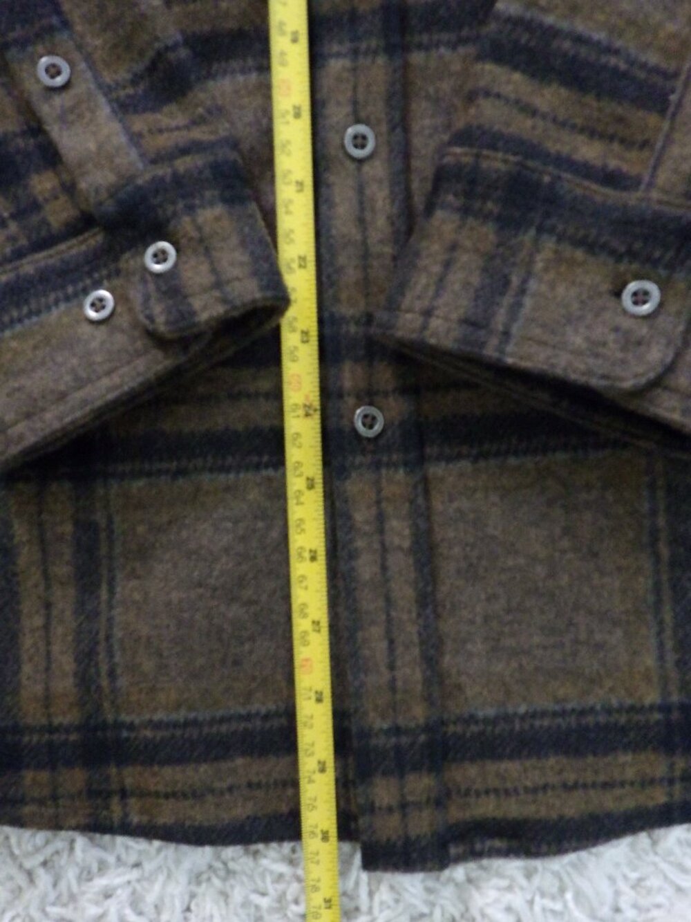 Age of Wisdom Men's Flannel Plaid Shirt Jacket Shacket Pockets Size XLarge Brown - Picture 6 of 12